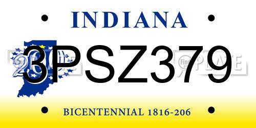 3PSZ379 Indiana License Plate