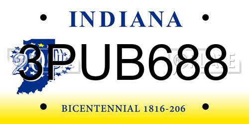 3PUB688 Indiana License Plate
