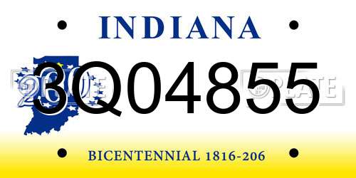 3Q04855 Indiana License Plate