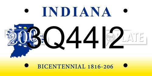 3Q44I2 Indiana License Plate