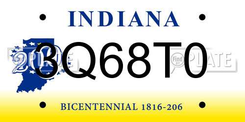 3Q68T0 Indiana License Plate