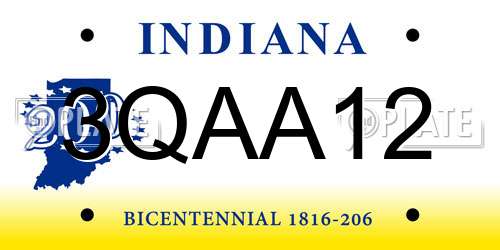 3QAA12 Indiana License Plate