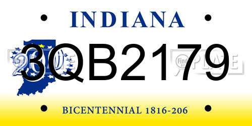 3QB2179 Indiana License Plate