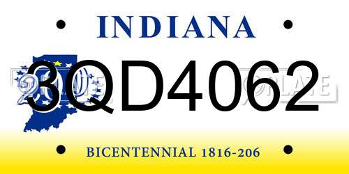 3QD4062 Indiana License Plate