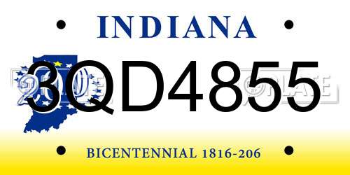 3QD4855 Indiana License Plate
