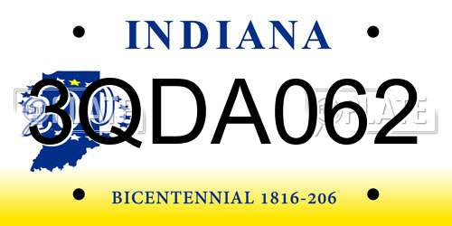 3QDA062 Indiana License Plate
