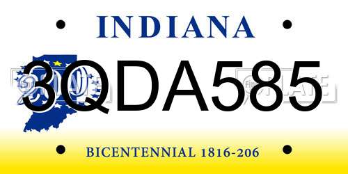 3QDA585 Indiana License Plate
