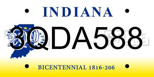 3QDA588 Indiana License Plate