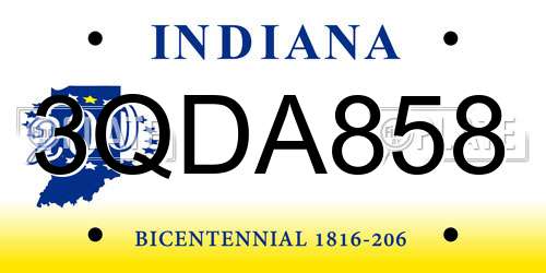 3QDA858 Indiana License Plate