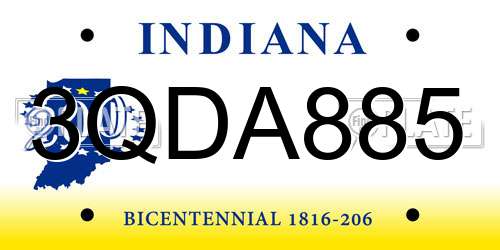 3QDA885 Indiana License Plate