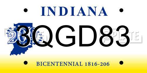 3QGD83 Indiana License Plate
