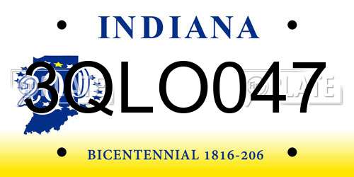 3QLO047 Indiana License Plate
