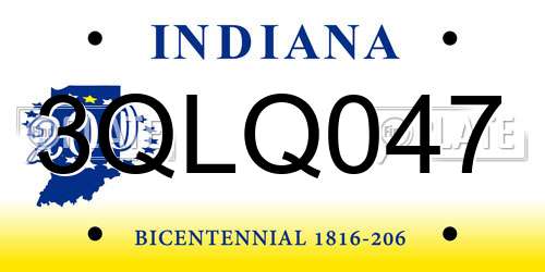 3QLQ047 Indiana License Plate