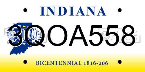 3QOA558 Indiana License Plate