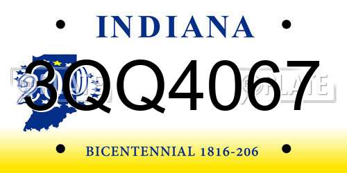 3QQ4067 Indiana License Plate
