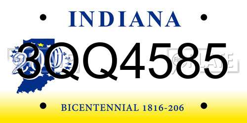 3QQ4585 Indiana License Plate