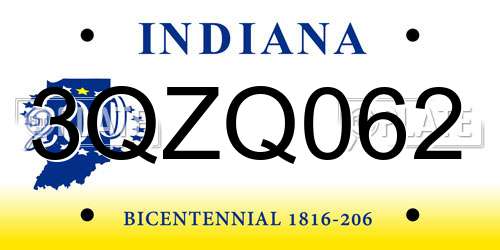 3QZQ062 Indiana License Plate