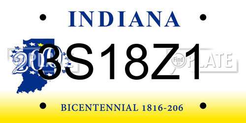 3S18Z1 Indiana License Plate