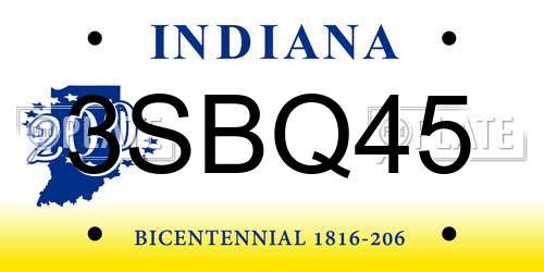 3SBQ45 Indiana License Plate
