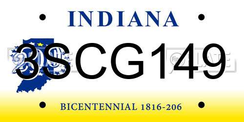 3SCG149 Indiana License Plate