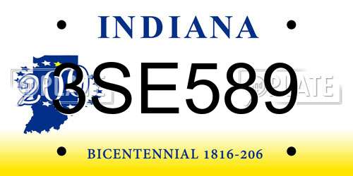 3SE589 Indiana License Plate