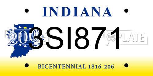 3SI871 Indiana License Plate