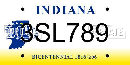3SL789 Indiana License Plate