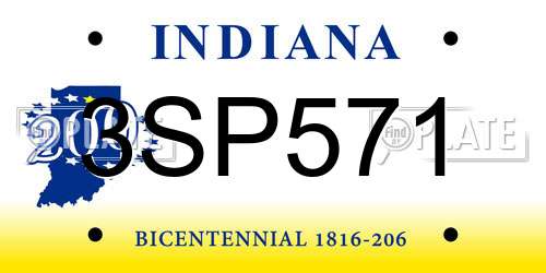 3SP571 Indiana License Plate
