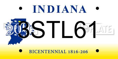 3STL61 Indiana License Plate