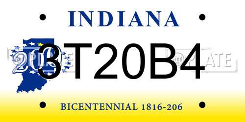 3T20B4 Indiana License Plate