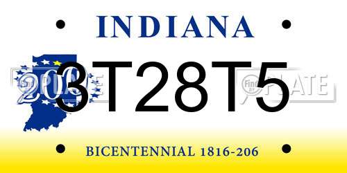 3T28T5 Indiana License Plate
