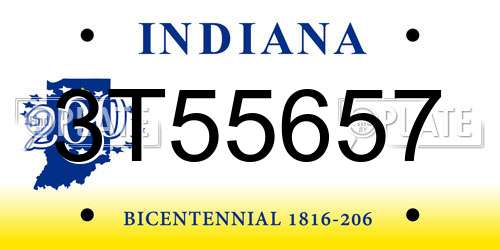 3T55657 Indiana License Plate