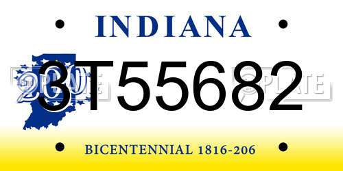 3T55682 Indiana License Plate