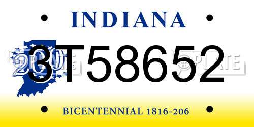 3T58652 Indiana License Plate