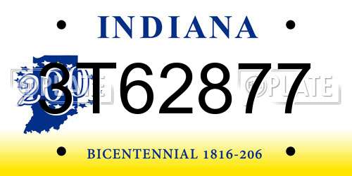 3T62877 Indiana License Plate