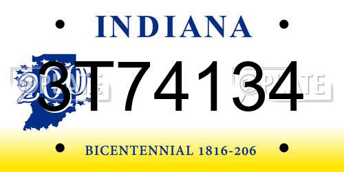 3T74134 Indiana License Plate