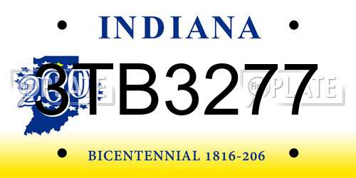3TB3277 Indiana License Plate