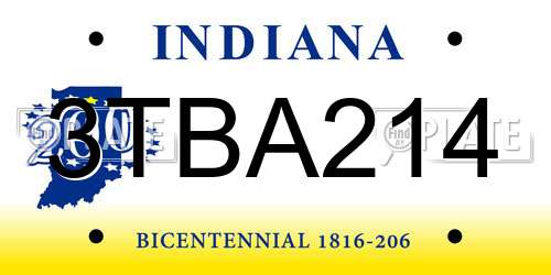 3TBA214 Indiana License Plate