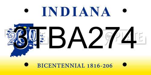 3TBA274 Indiana License Plate