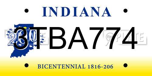 3TBA774 Indiana License Plate