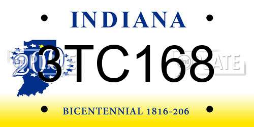3TC168 Indiana License Plate