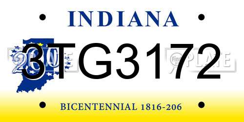 3TG3172 Indiana License Plate