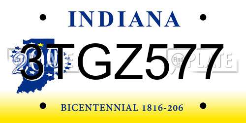 3TGZ577 Indiana License Plate