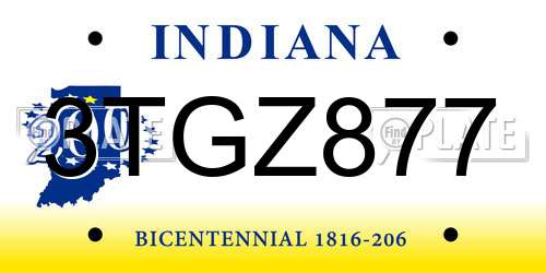 3TGZ877 Indiana License Plate