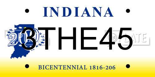 3THE45 Indiana License Plate