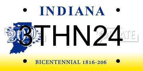 3THN24 Indiana License Plate
