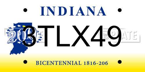 3TLX49 Indiana License Plate