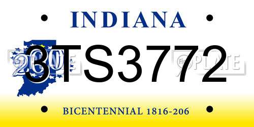 3TS3772 Indiana License Plate