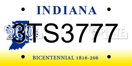 3TS3777 Indiana License Plate