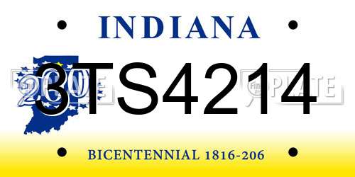 3TS4214 Indiana License Plate